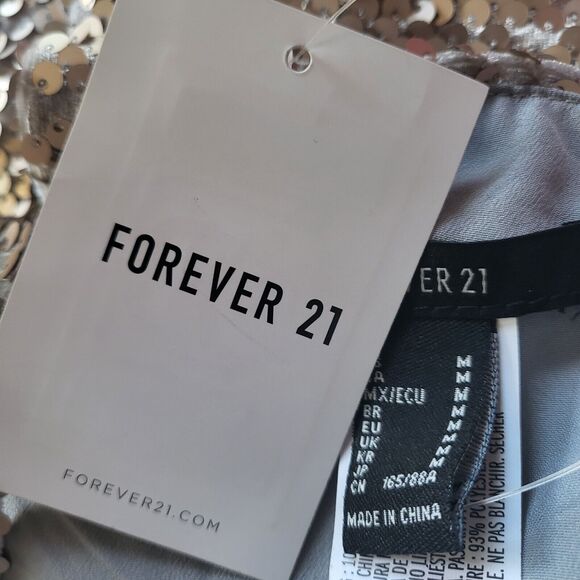 NWT Forever 21 Rose Gold Sequin Glitter Crop Top Tank Medium NEW - Picture 5 of 6